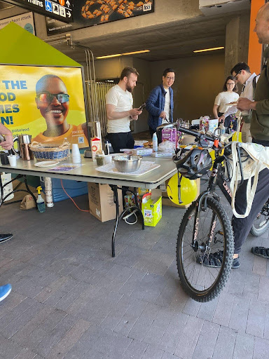 Cyclists gather at the Orinda BART energizer station for Bike to Wherever Day 2025