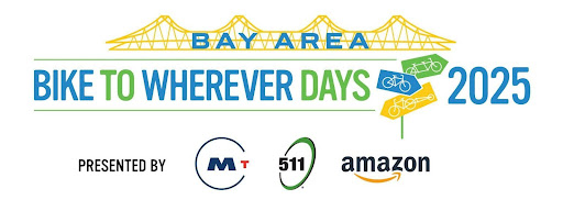 Bike To Wherever Days 2025 Bay Area logo with sponsor logos for MTC, 511, and Amazon.